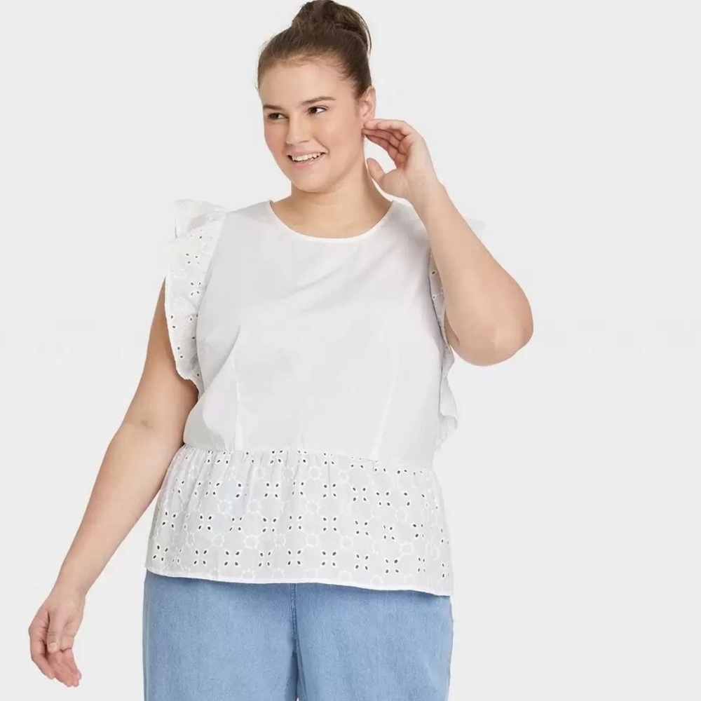 Women's Plus Size Eyelet Tank Top